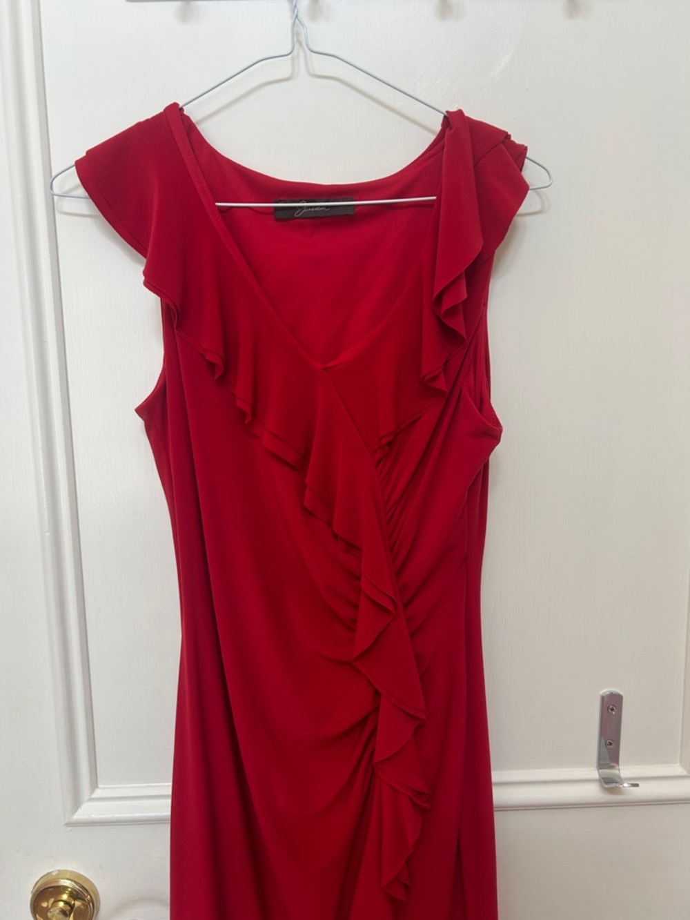 Jessica Red Ruffle-Front Midi Dress - Picture 2 of 3